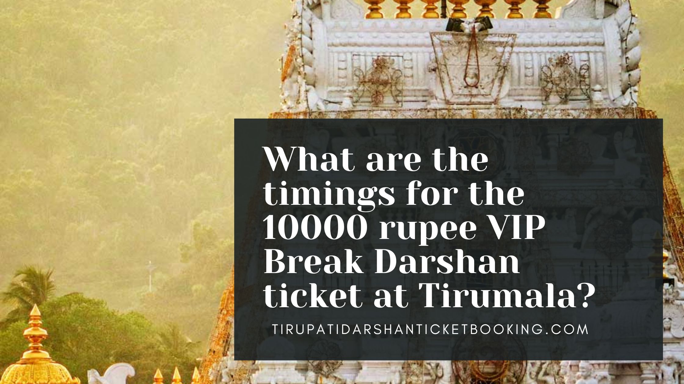 What are the timings for the 10000 rupee VIP Break Darshan ticket at Tirumala?